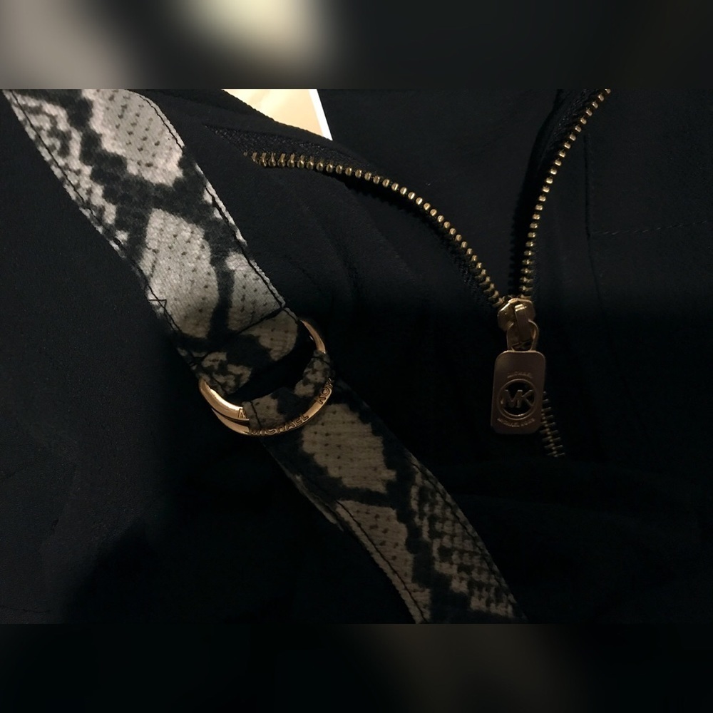 Michael Kors Snake Print Zippy Black Blouse - Picture 6 of 8